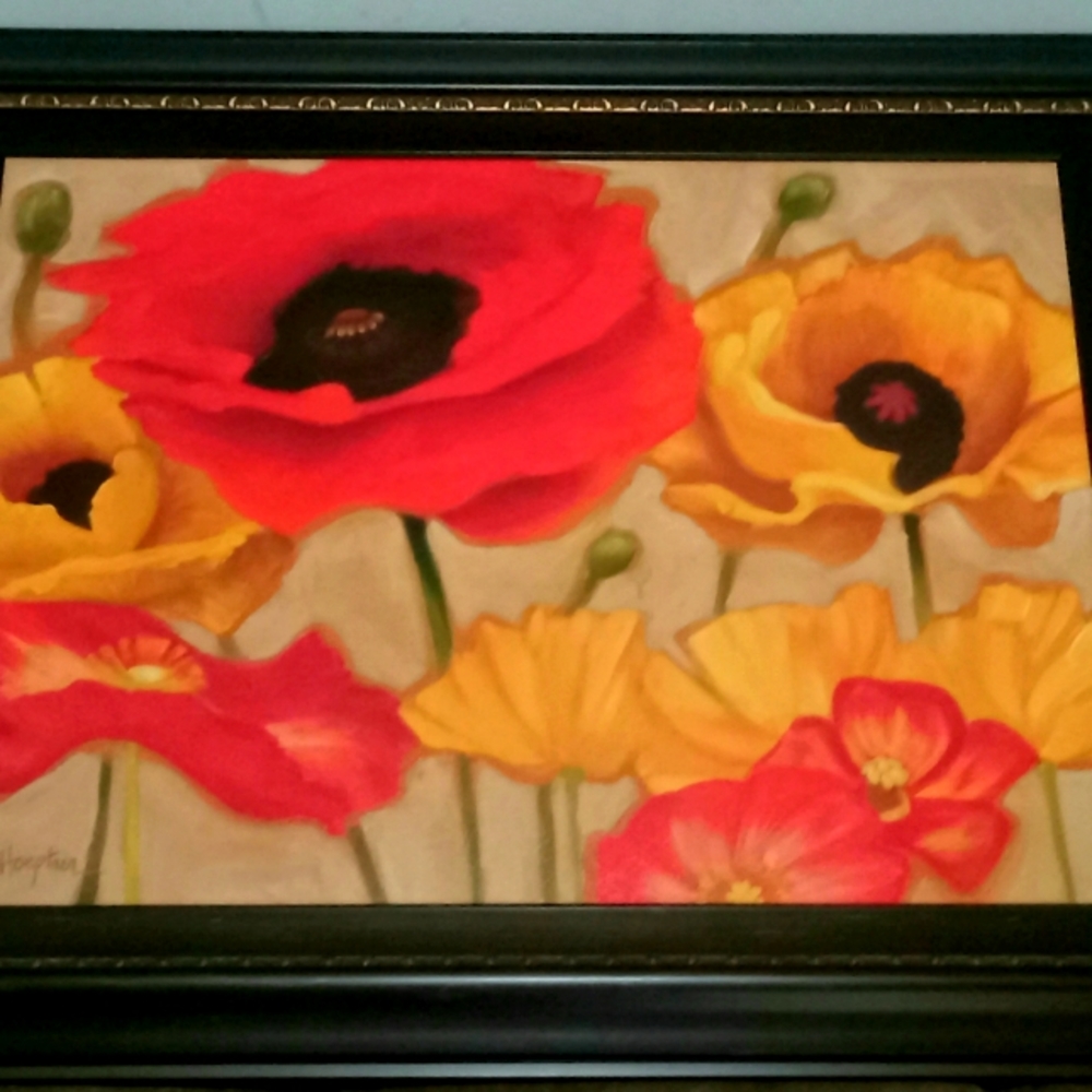 Framed art print "Poppies" by Diane Hoeptner spring decor/picture 40×30 painting